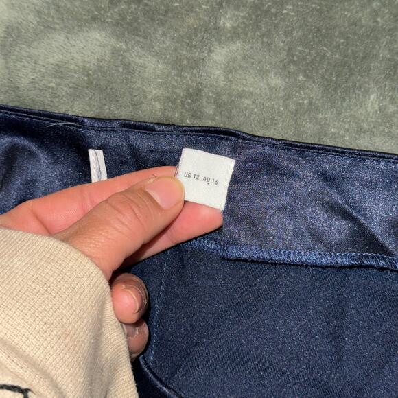 Princess Polly Navy Blue Dress Cowl Neck Women's Size US 12 Long Slit on Back - Picture 4 of 7